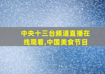 中央十三台频道直播在线观看,中国美食节目