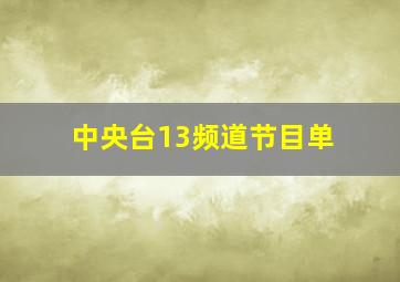 中央台13频道节目单