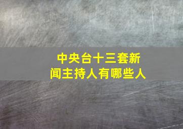 中央台十三套新闻主持人有哪些人