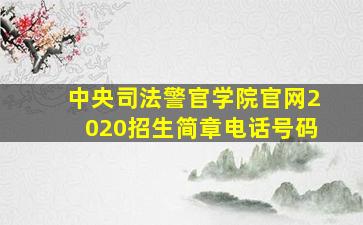 中央司法警官学院官网2020招生简章电话号码