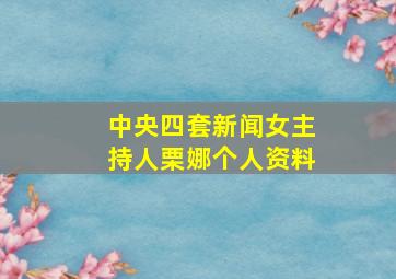 中央四套新闻女主持人栗娜个人资料