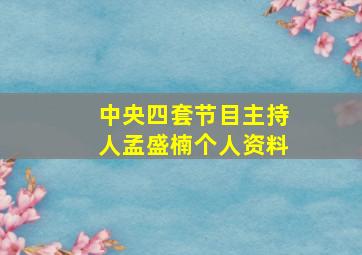 中央四套节目主持人孟盛楠个人资料