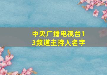 中央广播电视台13频道主持人名字