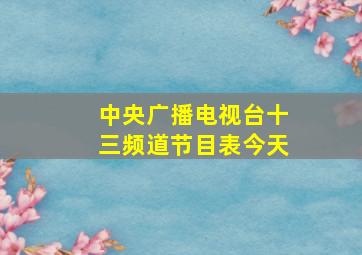 中央广播电视台十三频道节目表今天