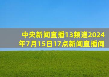 中央新闻直播13频道2024年7月15日17点新闻直播间