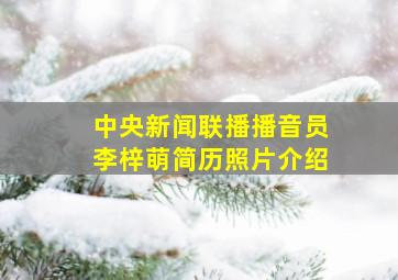 中央新闻联播播音员李梓萌简历照片介绍