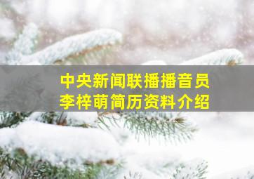 中央新闻联播播音员李梓萌简历资料介绍