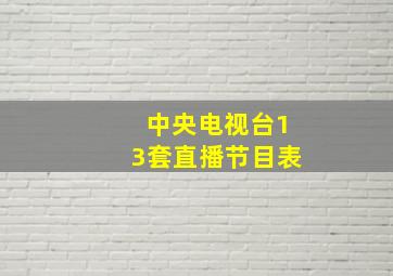 中央电视台13套直播节目表