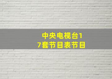 中央电视台17套节目表节目