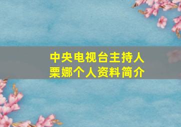 中央电视台主持人栗娜个人资料简介