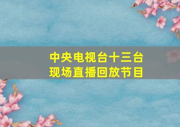 中央电视台十三台现场直播回放节目