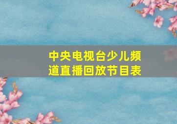 中央电视台少儿频道直播回放节目表