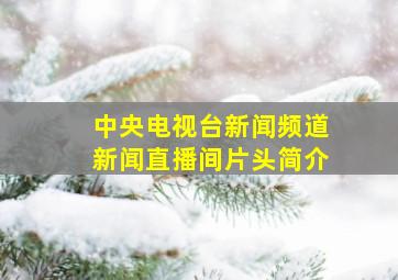 中央电视台新闻频道新闻直播间片头简介