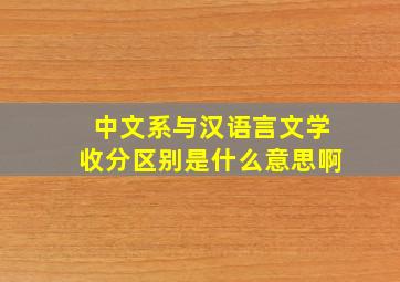 中文系与汉语言文学收分区别是什么意思啊