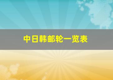 中日韩邮轮一览表