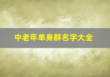 中老年单身群名字大全