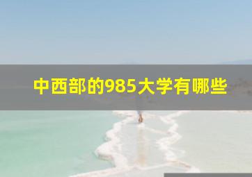 中西部的985大学有哪些