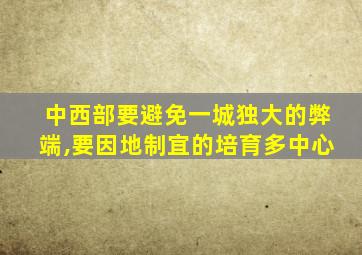 中西部要避免一城独大的弊端,要因地制宜的培育多中心