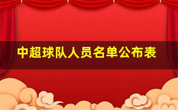 中超球队人员名单公布表