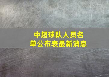 中超球队人员名单公布表最新消息