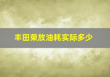 丰田荣放油耗实际多少