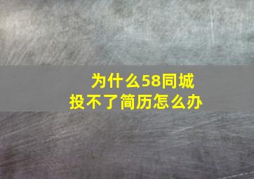 为什么58同城投不了简历怎么办