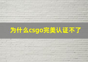 为什么csgo完美认证不了