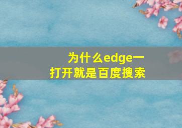 为什么edge一打开就是百度搜索