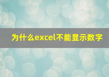 为什么excel不能显示数字