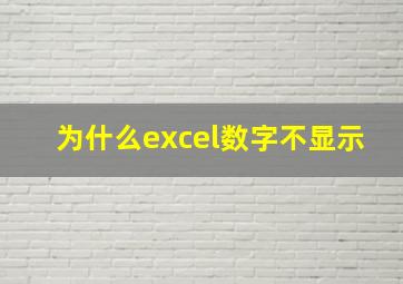 为什么excel数字不显示