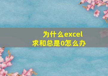 为什么excel求和总是0怎么办