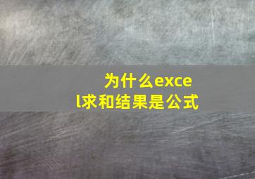 为什么excel求和结果是公式