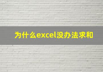 为什么excel没办法求和