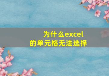 为什么excel的单元格无法选择