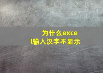 为什么excel输入汉字不显示