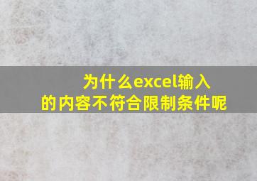 为什么excel输入的内容不符合限制条件呢