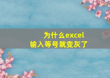 为什么excel输入等号就变灰了