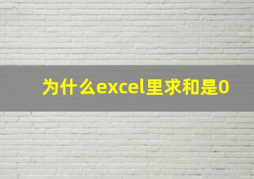 为什么excel里求和是0