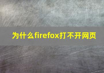 为什么firefox打不开网页