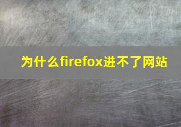 为什么firefox进不了网站