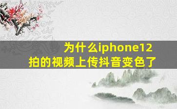 为什么iphone12拍的视频上传抖音变色了