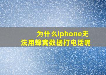 为什么iphone无法用蜂窝数据打电话呢