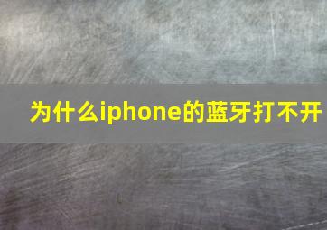 为什么iphone的蓝牙打不开