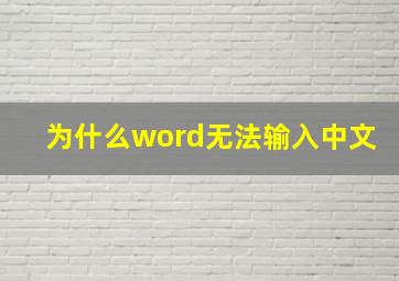 为什么word无法输入中文