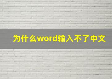 为什么word输入不了中文