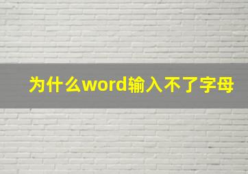 为什么word输入不了字母