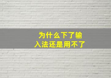 为什么下了输入法还是用不了