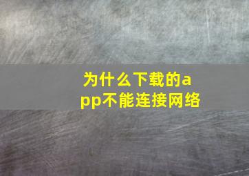 为什么下载的app不能连接网络