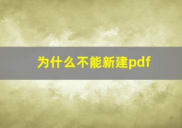 为什么不能新建pdf