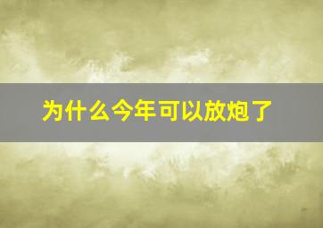 为什么今年可以放炮了